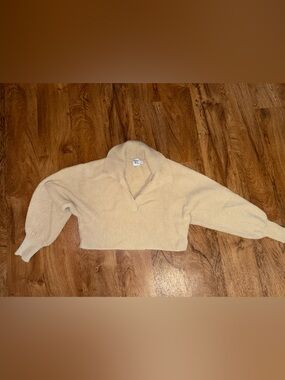 Princess Polly Cream Cropped Turtleneck Sweater